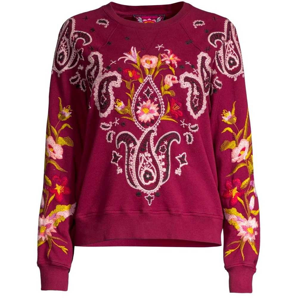 JOHNNY WAS Embroidered Sweatshirt size (XS)